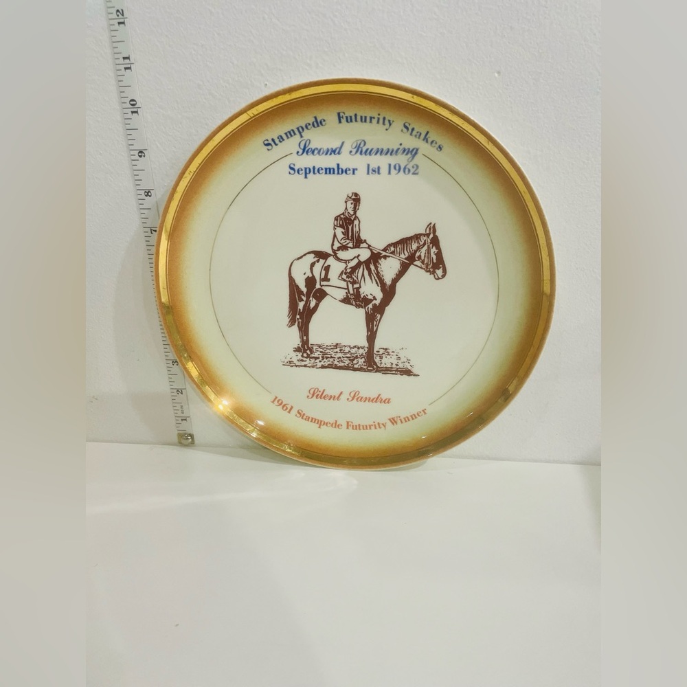 Hycroft Pottery Stampede Fururity 192 Plate Medicine Hat Canada Vintage 10.5”